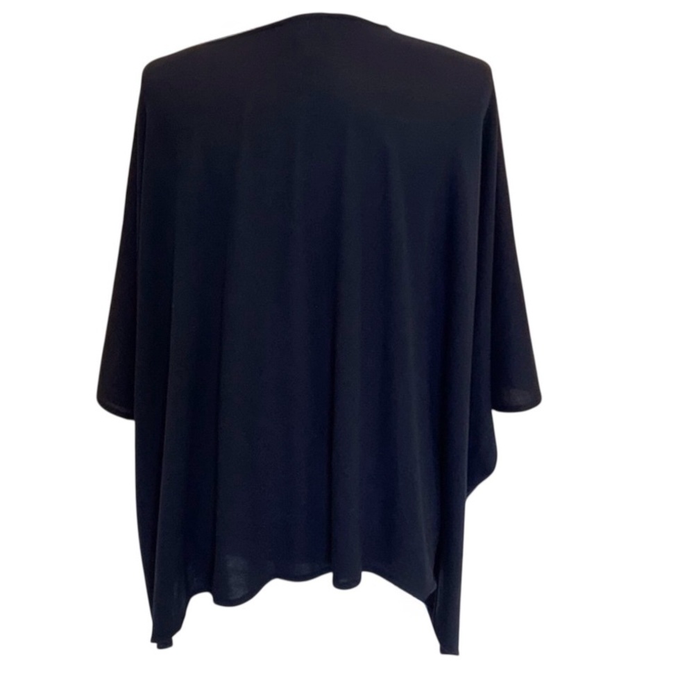 Chico’s Navy Blue Draped Poncho OSFM Open Front Cape Sleeve Lightweight Layer - Picture 5 of 8
